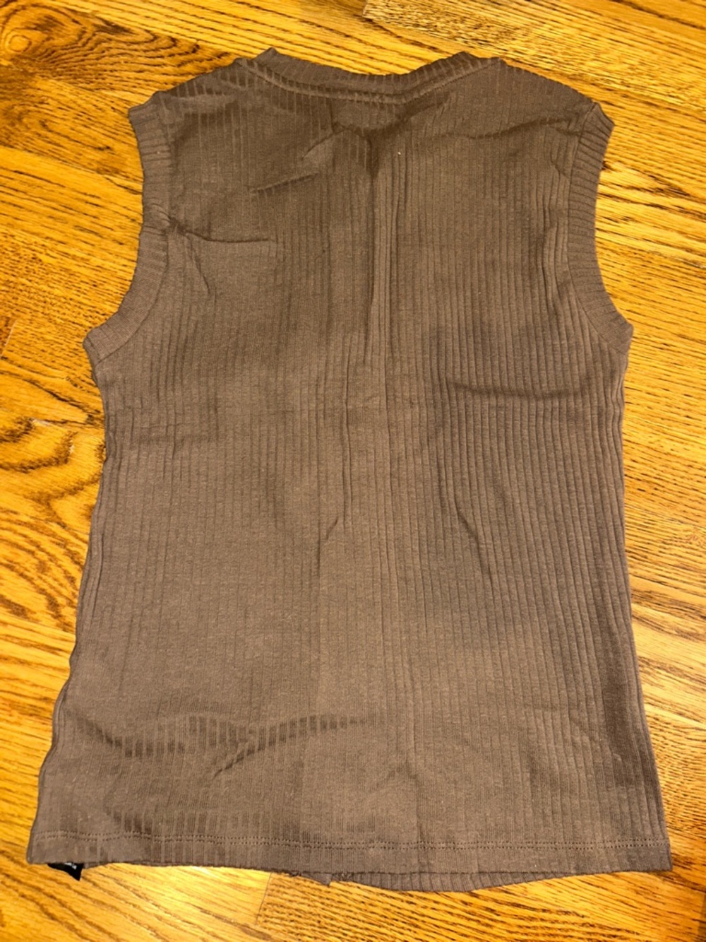 Topshop Brown Ribbed Button-Front Knit Tank - Picture 5 of 5